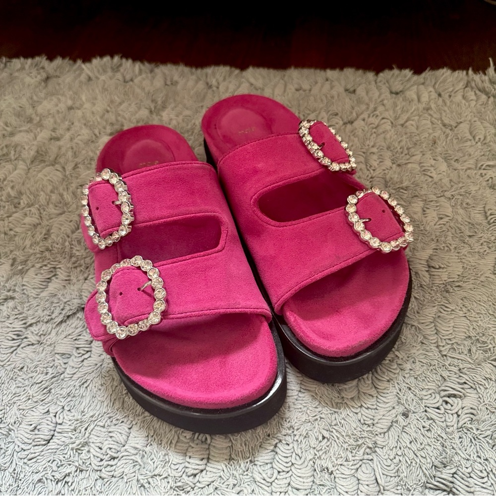 maje jewel buckle sandals in pink